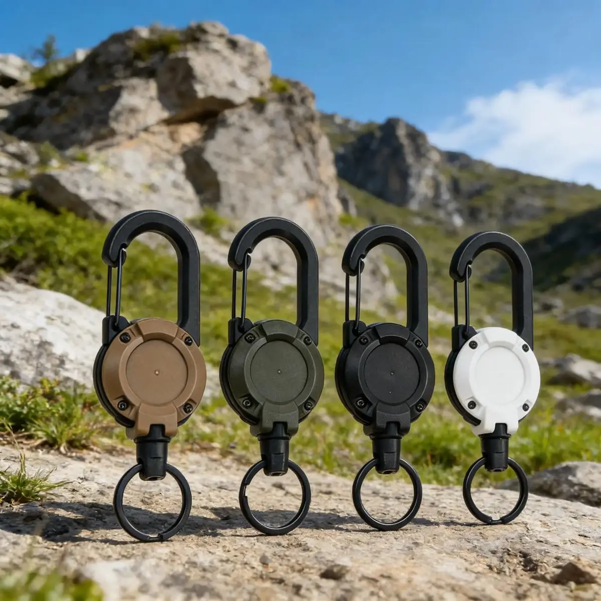 Heavy Duty Retractable Keychain with Carabiner Clip, 24-Inch Steel Cable, 8oz Load Capacity for ID Badge Holder & Outdoor Gear - 2/4 Pack