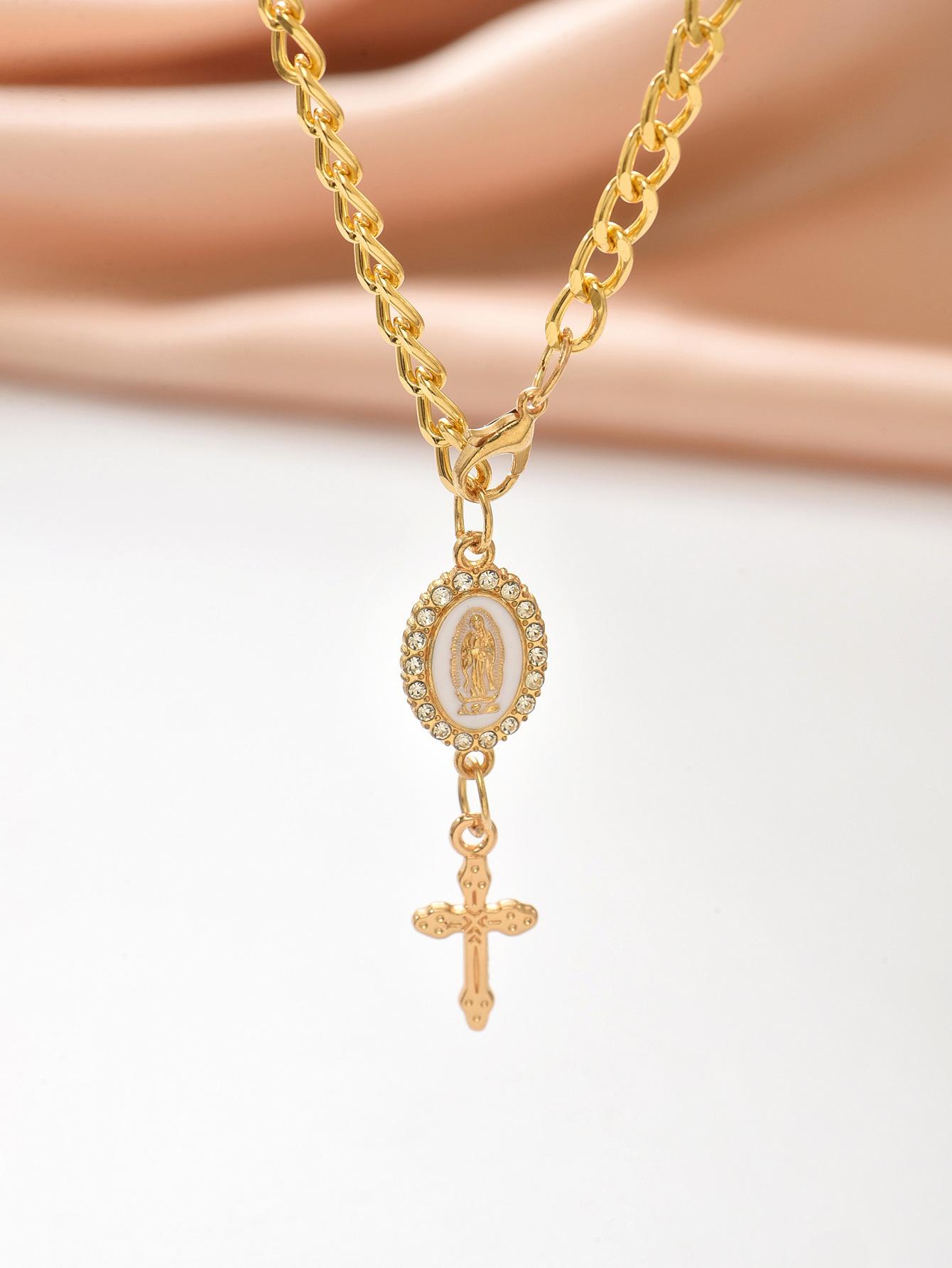 Retro cross with diamond inlay pendant for car steering wheel protection accessory