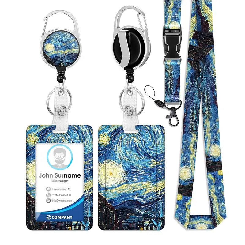 Starry Expandable Badge Scroll Keychain, Night Light with Clip, ID Keychain, Pendant Style, Harvested in People's Republic of China