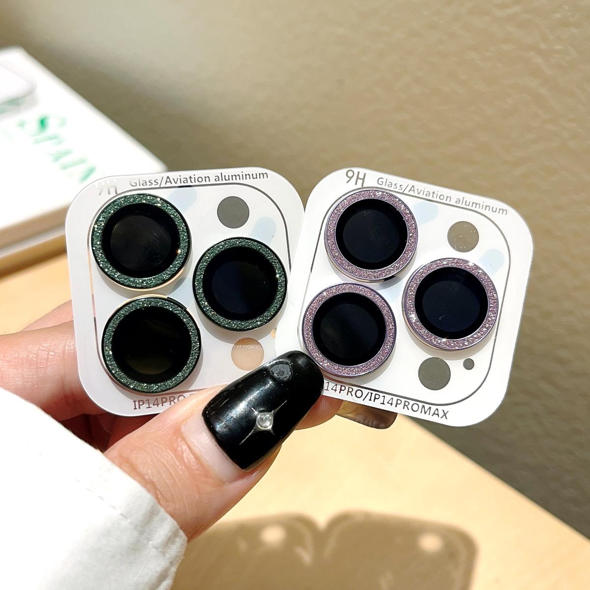 Bling metal ring camera lens protector for iPhone 15 14 13 12 11 pro Max mini rear camera lens cover metal protector ring phones casing protection dustproof flash Protective Smartphone lens  protectors