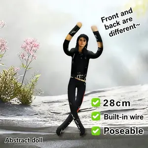 28cm Michael Jackson Abstract Bendable Plush Doll, Iron Wire Skeleton Poseable Figure, Dual-Sided Print Stuffed Toy, Music Fan Gift, Home Decor