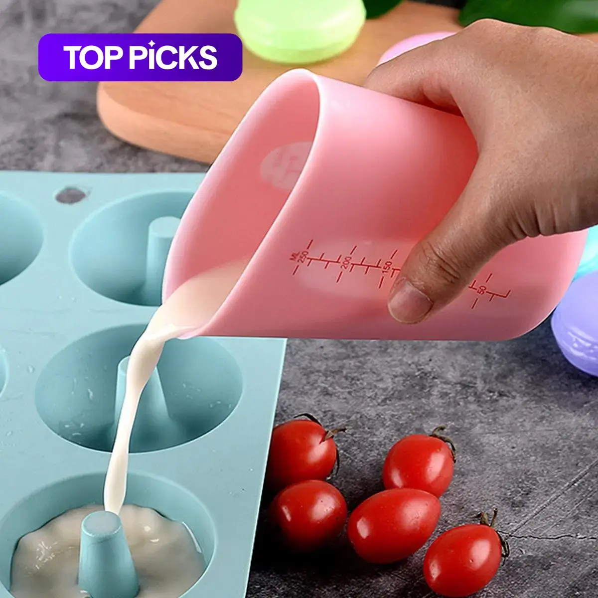 Silicone Measuring Cup Set, 125ML, 250ML & 500ML Capacity, Durable Reusable Kitchen Tool Utensils, Precise Measurement for Cooking & Baking Needs, Liquid Measuring Cups, Food Measuring Tool