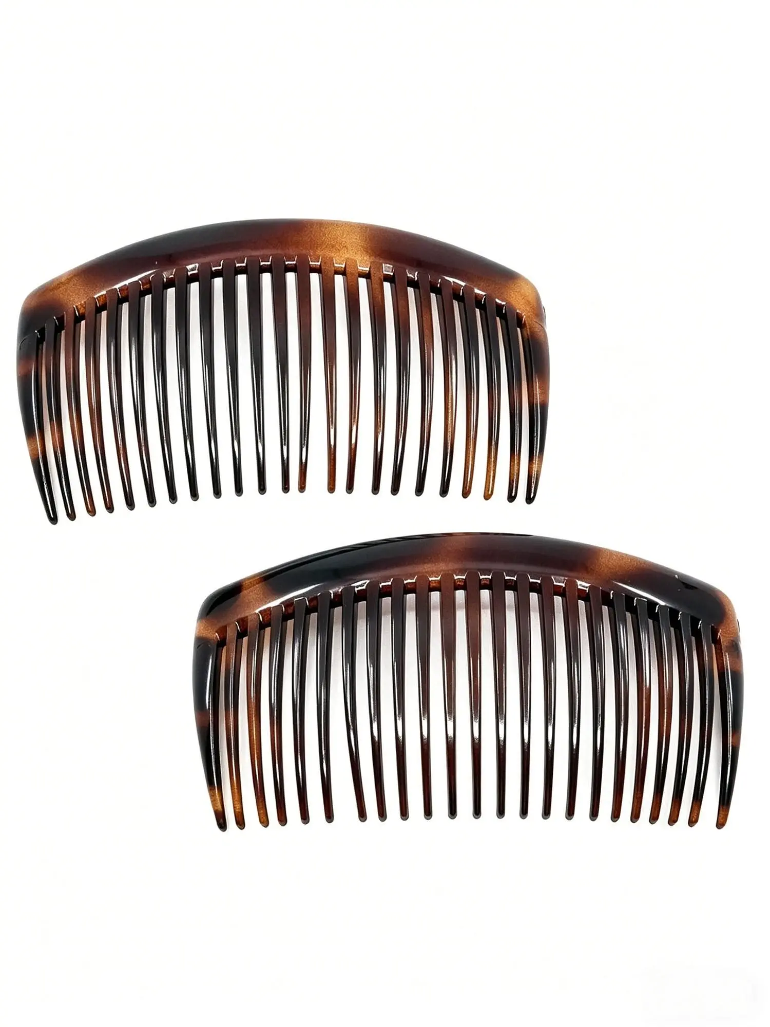 2pcs French Side Comb, Elegant Large Curved Tortoiseshell Hair Combs, Strong Hold for Fine Hair, Bun Chignon Up-Do Styling, Girls Hairstyle Accessories