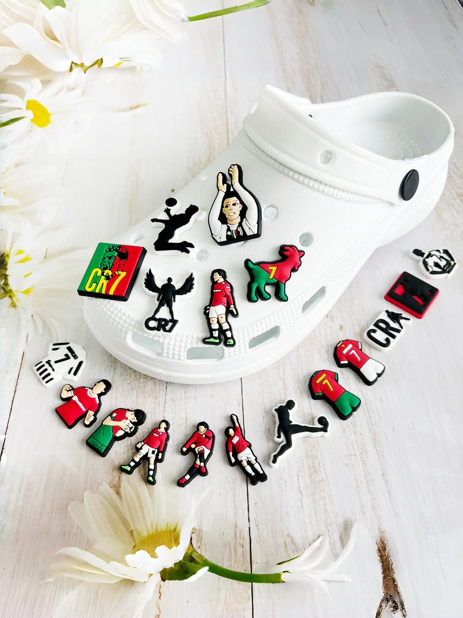 9pcs Cartoon Soccer Shoe Accessories, PVC Soft Gel DIY Detachable, Holiday Gift, All Seasons, Shoe Accessories