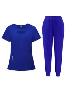 Breathable Nursing Scrub Set Suitable for Both Men and Women Spandex Nursing Uniform Hospital Nurse Scrub Workwear Beauty Salon SPA Center Uniform