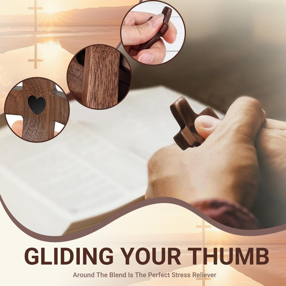 3Pcs Pocket Wooden Cross Decorations - Anxiety Relief Fidget Cross, Spiritual Gift for Stress Relief,Home office Decorative Religious Ornaments