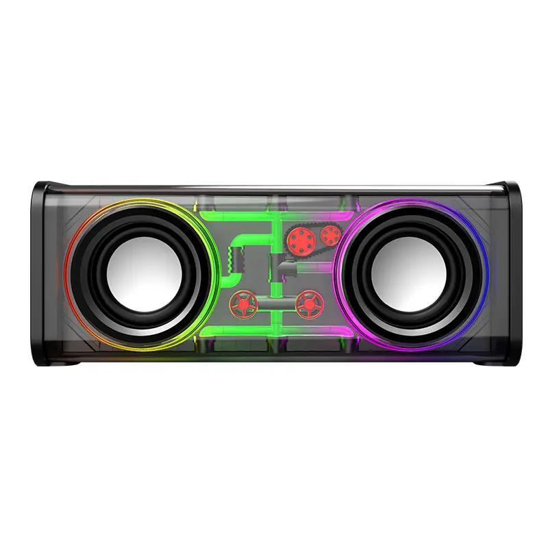 Transparent V8 Portable Desktop Speaker - ABS Plastic Heavy Bass Speaker for Computer, Phone PC, with Long Battery Life, LED Light, Audio Enhancement, Creative Gift for Audio Enthusiasts, Portable Speakers