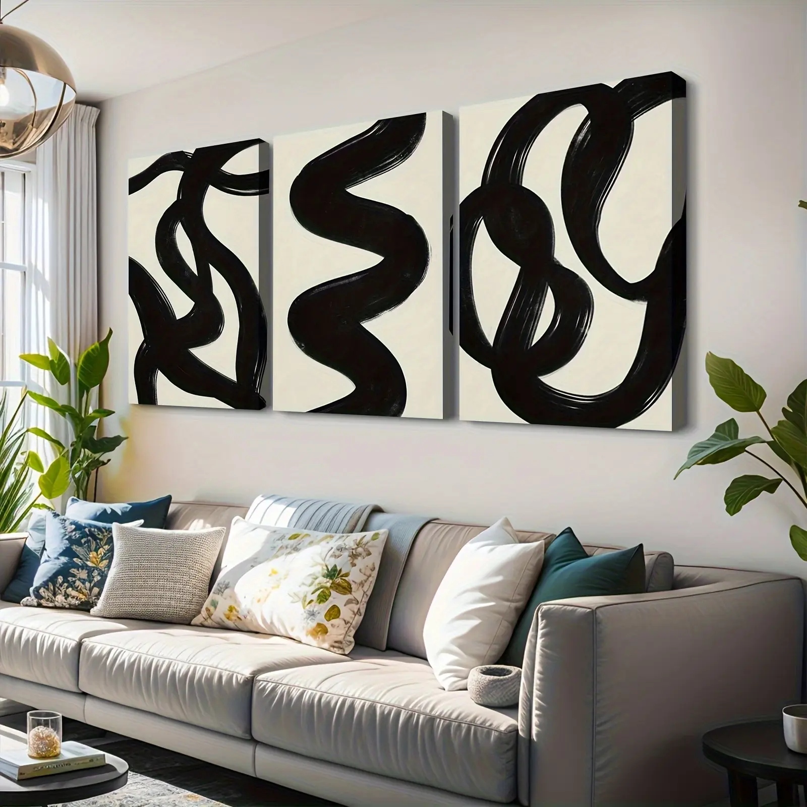 3-Piece Waterproof Glossy Farmhouse Kitchen Canvas Painting Set - 2D Minimalist Abstract Single Continuous Line Decor for Gallery Wall, Accent Wall, Thanksgiving, Easter, Valentines Day, Home Inspo