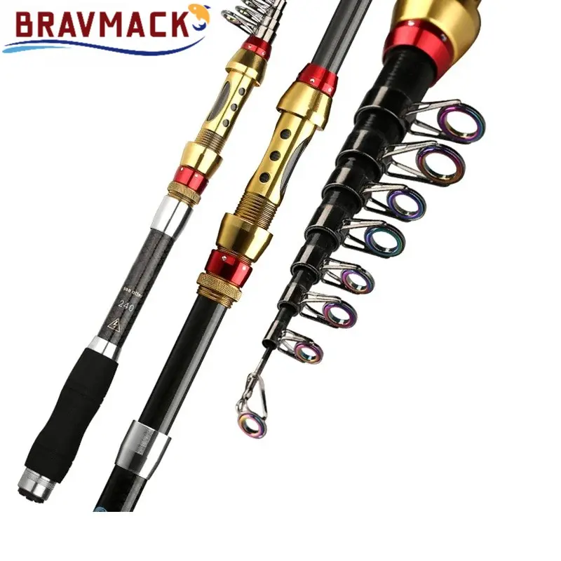 BRAVMACK Carbon Fiber Telescopic Fishing Rod, Flexi Rod, 1.8-3.6m Rotating Reel, Ideal for Nearshore Fishing, Durable & Lightweight Design