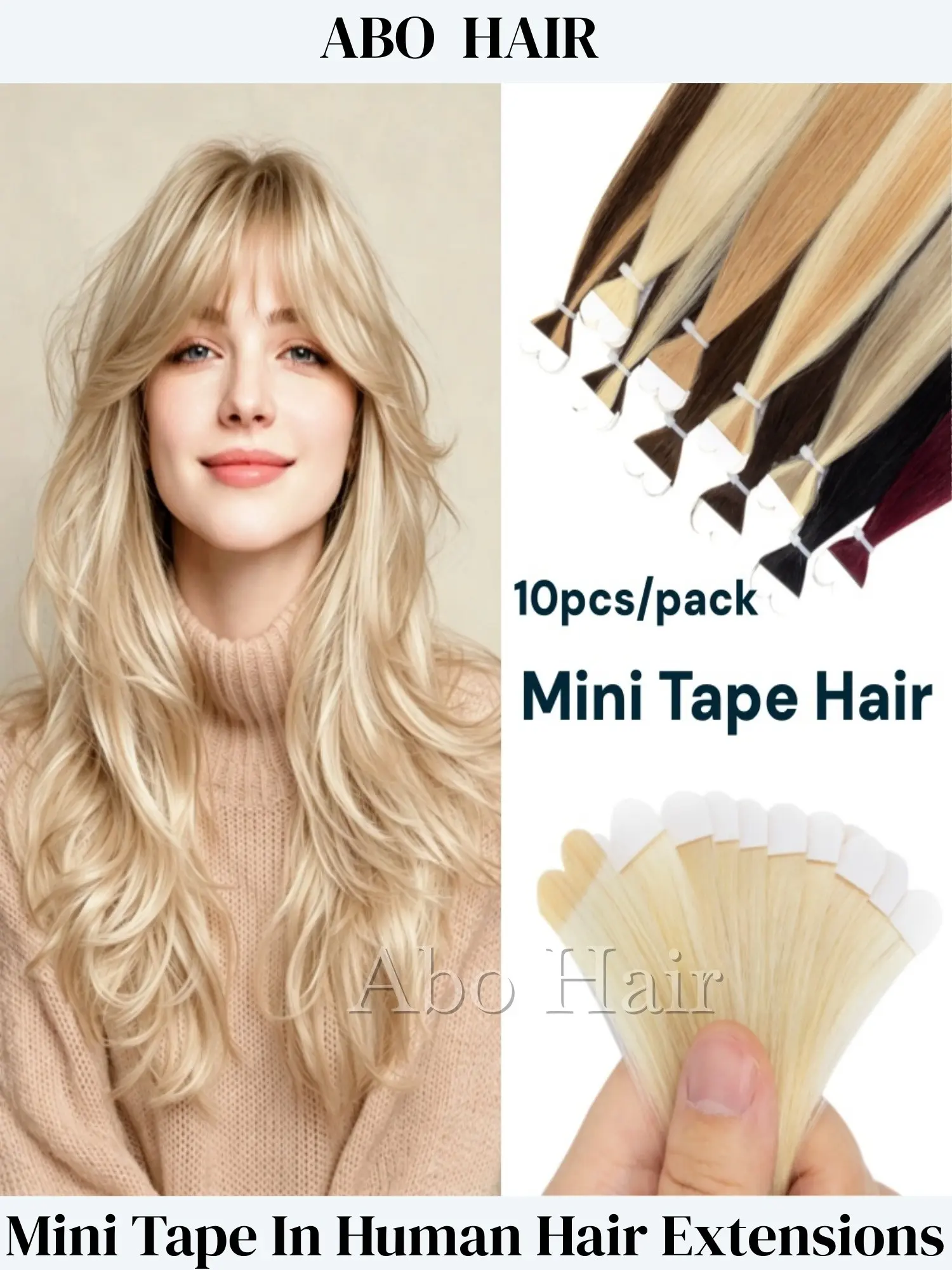 Mini Tape in Real Human Hair Extensions, Natural Look, Easy Application, Perfect for Quick Styling, Enhance Your Hairstyle Effortlessly