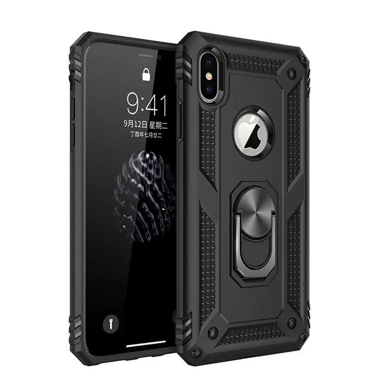 Case for iPhone XS/iPhone X Full Body Protection, Dual Layer Protective Shockproof, Magnetic Ring Stand, Durable Scratch-Resistant, Pure Color, High-End for iPhone XS/iPhone X Case