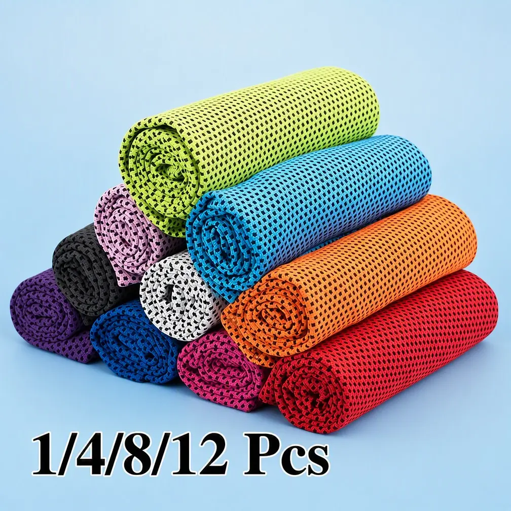 Cooling Towel, 1, 4, 8, 12 Packs Breathable Chilly Towel, Microfiber Towel for Yoga, Running, Gym and Workout, Yoga Accessories, Fitness Accessories
