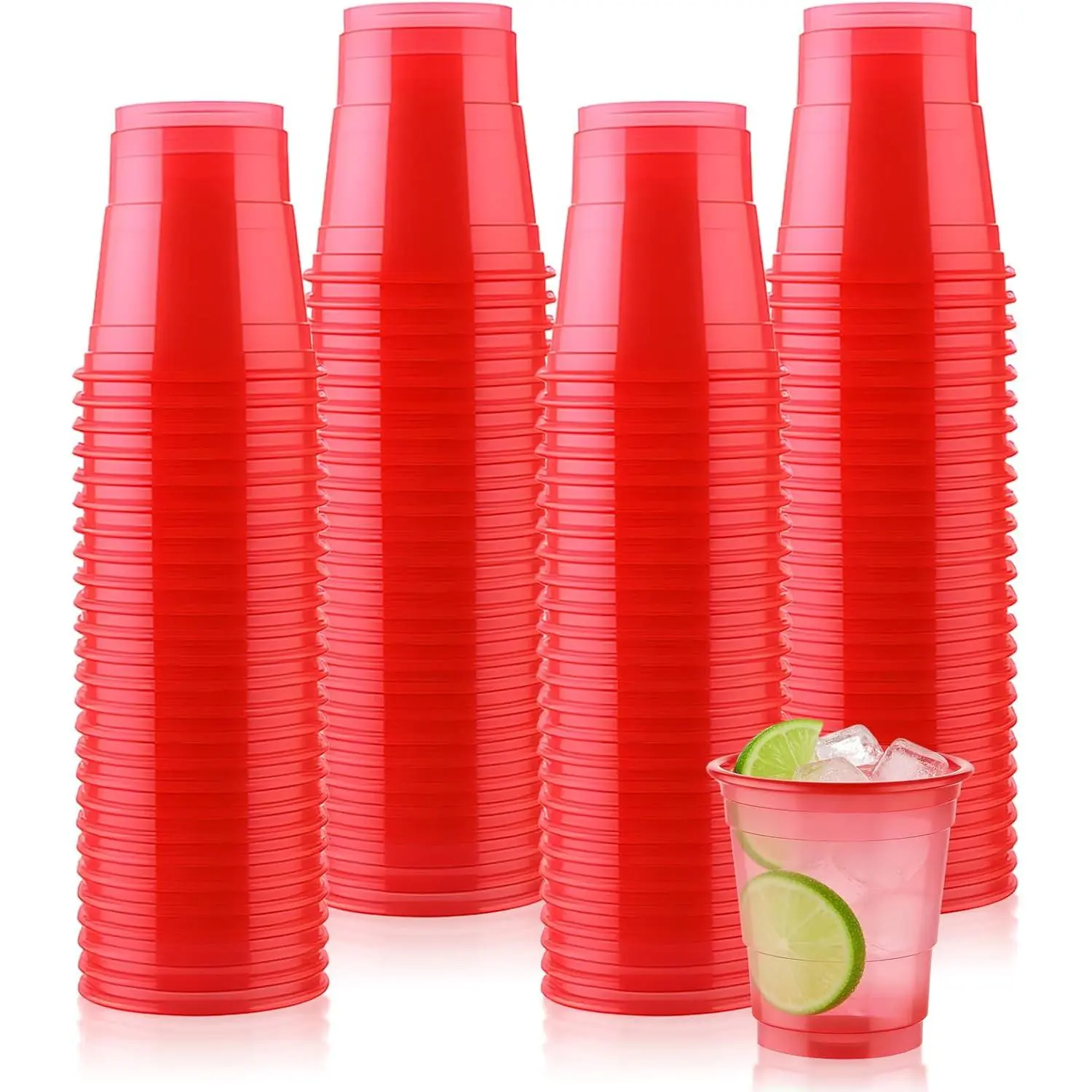 100 Pack 2 oz Clear Disposable Plastic Shot glasses, Mini Disposable Shot Cups for Winter Parties, Birthdays, Weddings, BBQs, Picnics & Daily Use(Neon)