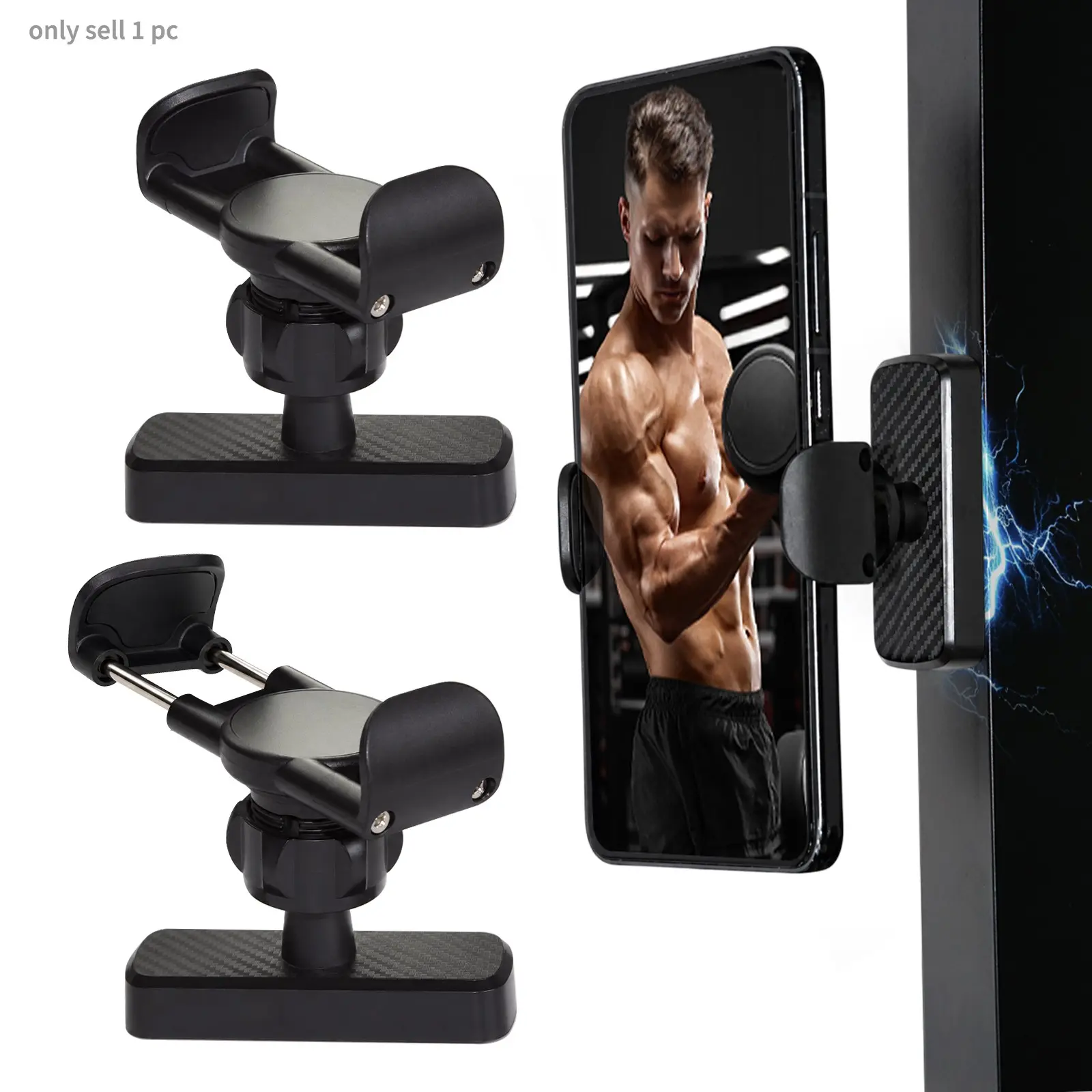 Strong Magnetic Phone Holder for Gym Equipment, 360° Adjustable Smartphone Mount for Fitness Training, Video Recording and Workout Tutorials, Fits 4.7–7 Inch Phones