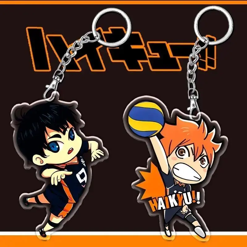 12cm Haikyuu!!  Acrylic Cute Keychain Student Backpack Hinata Shoyo Pendant Yu Nishinoya Cartoon Cute Keychain Accessories