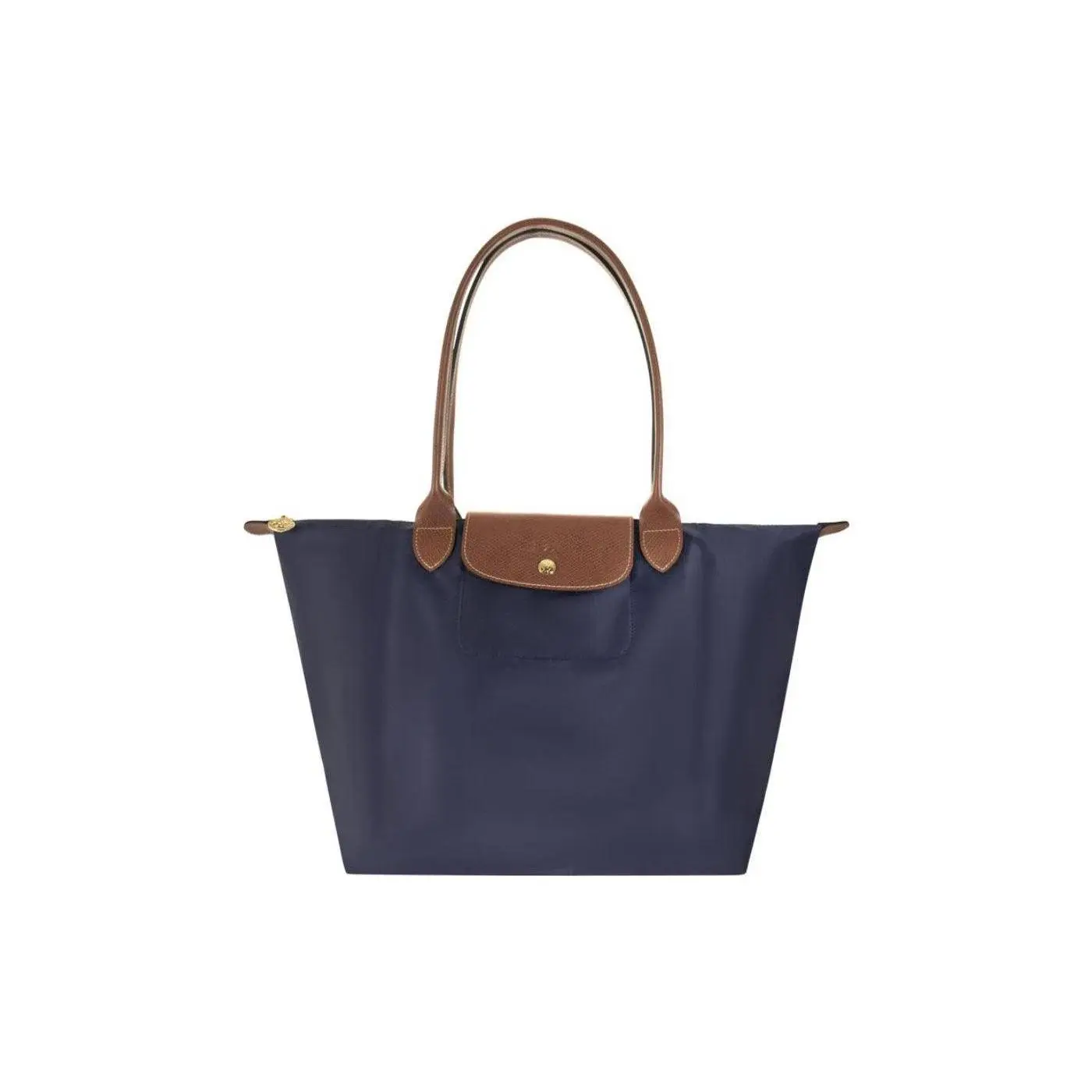 Longchamp Le Pliage Foldable Tote Bag for Women, Canvas and Leather, Navy Blue