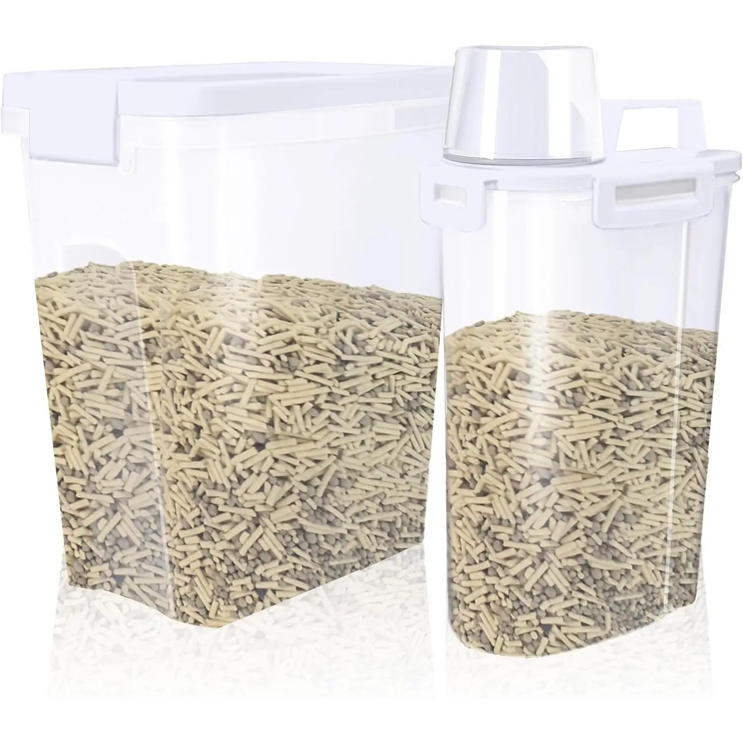 2 Pcs Cat Litter Storage Container with Airtight Lid Cat Litter Storage Bin with Spout Sealable Heavy Duty Bucket