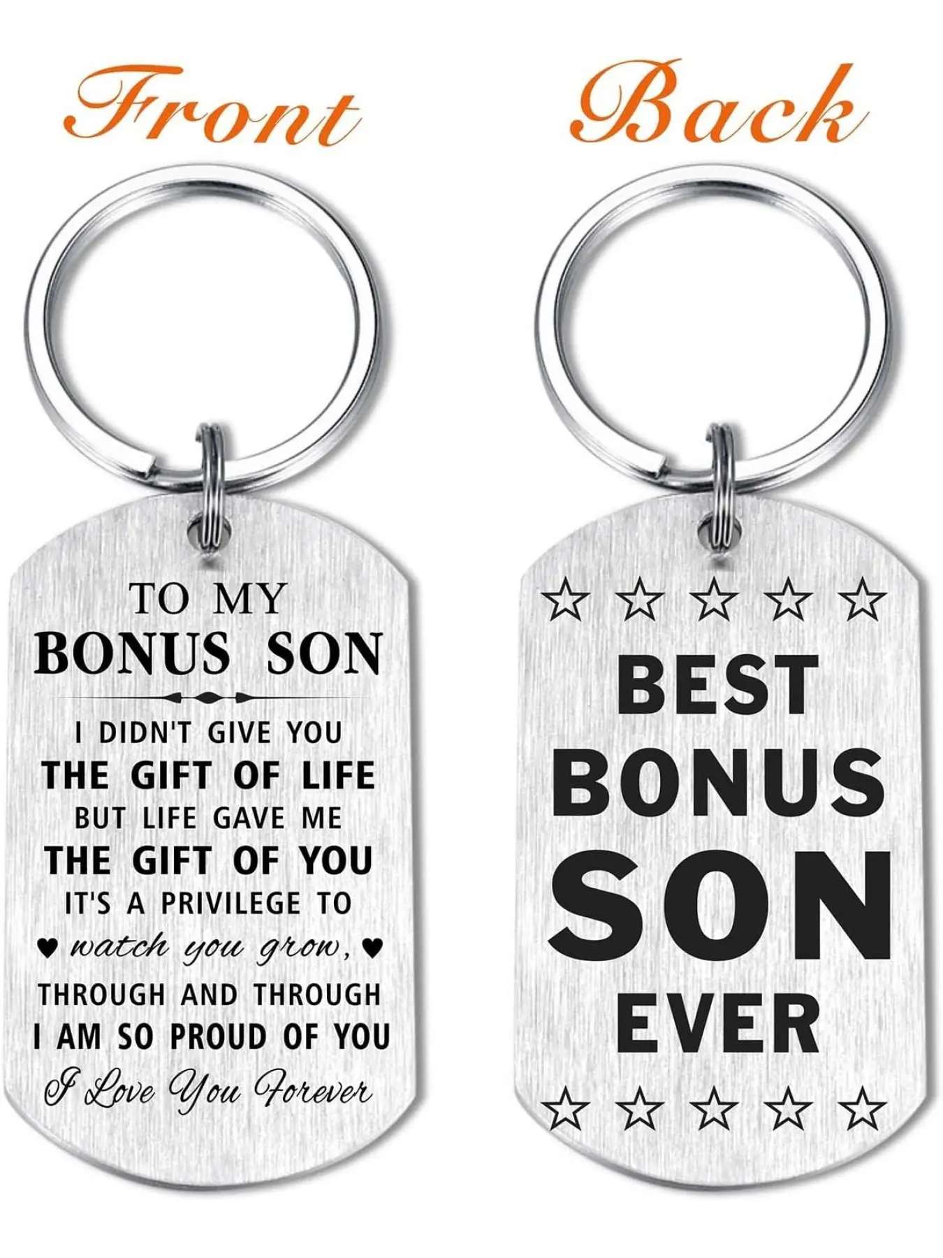 Best Bonus Son Ever Gift, To My Stepson Keychain for Birthday Graduation from Stepmom Stepdad, Like a Step Adopted Son to Me Wedding Present Cool Keychains Keyring