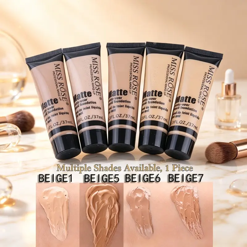 Matte Concealer Liquid Foundation, Moisturizing, Oil Control, Long Lasting, Transfer-resistant, Flawless Skin Finish & Buildable Coverage Makeup, Multi-shade Contour Foundation Cream to Cover Acne Marks & Spots and Even Skin Tone, Second Skin Matte