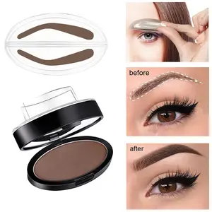 Lazy Stamp Eyebrow Powder With Arch Brow Stencil Template, Eyebrow Makeup Products, 3 Shades Black, Gray, Brown Waterproof Sweat-proof Brow Powder, One Step Natural Eyebrows For Beginners, Long Lasting Non-smudge Makeup For All Hair Colors