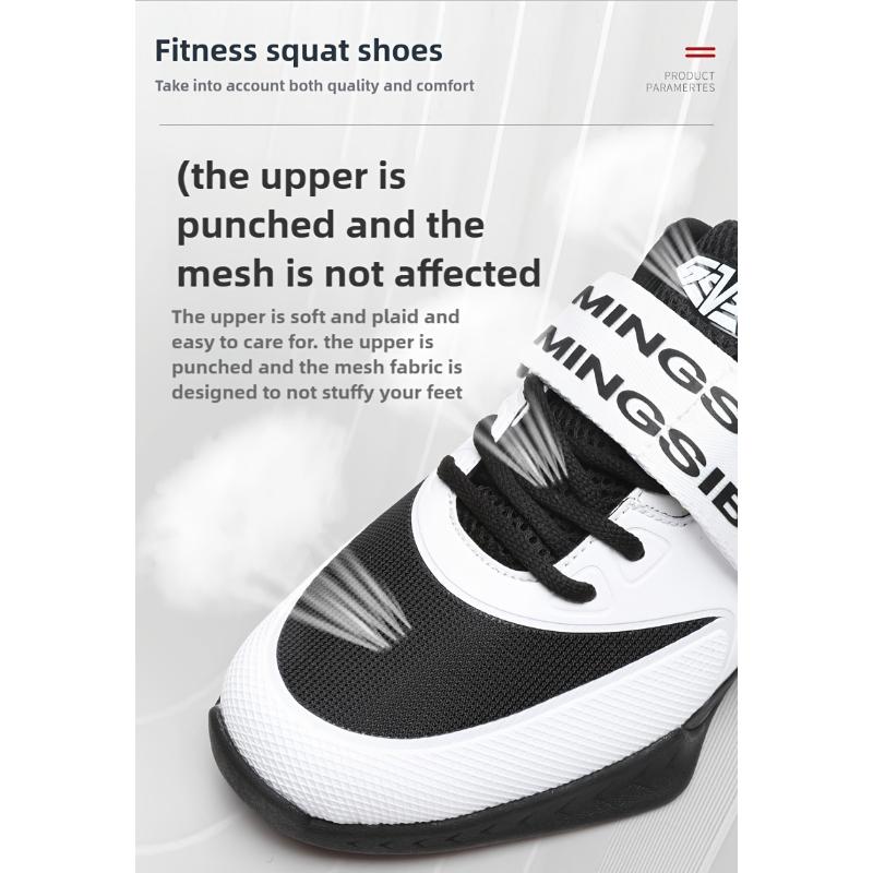Professional weightlifting shoes crafted for heavy-duty lifting and high-intensity functional training, featuring sturdy anti-slip rubber soles that deliver excellent stability for men’s deep squat movements.