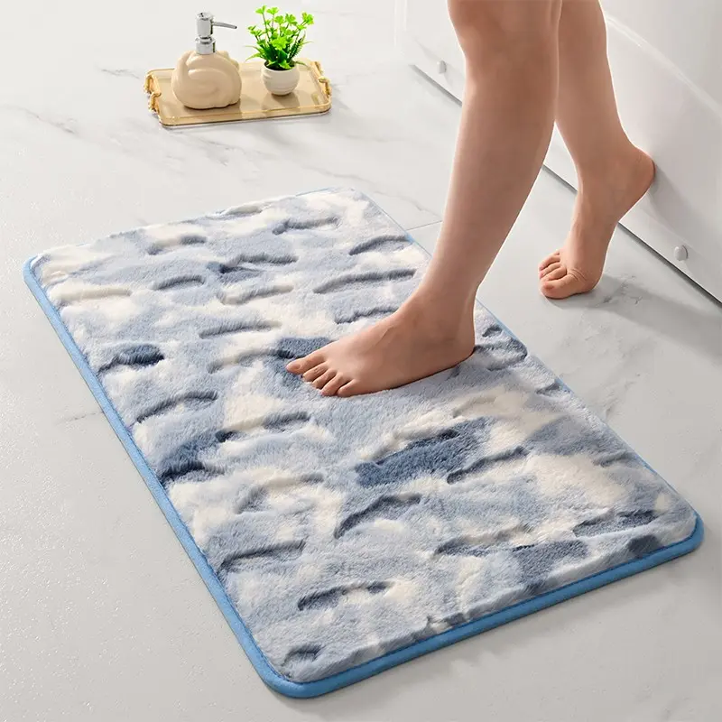 Luxury Lightweight Rabbit Hair Mimic Stain-Resistant Floor Mat, Super Absorbent Bath Rug, Anti-Slip Bathroom Mat, Soft Comfortable Carpet, Shower Floor Mat