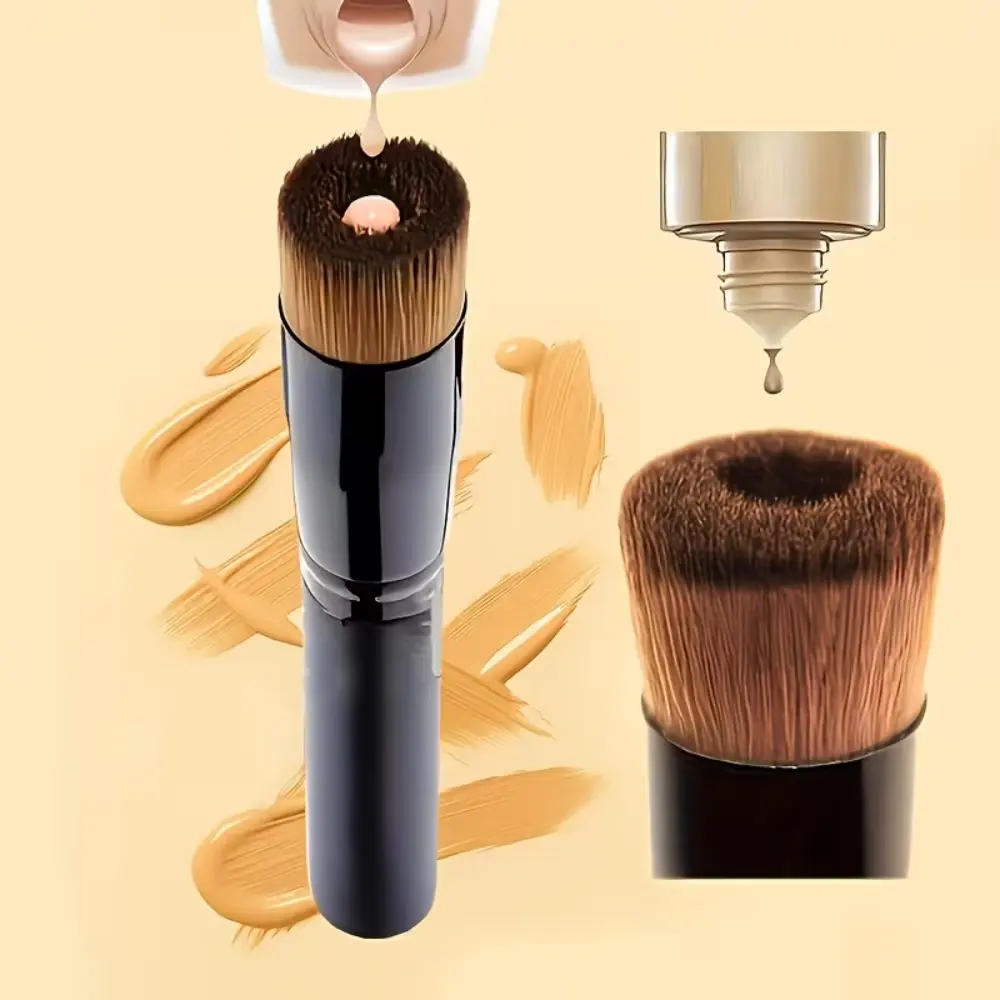 Flawless Flat Head Makeup Brush - Nylon Bristles with Pushing Function, Tapping, Concealer & Smooth Coverage - Suitable for Liquid, Paste, Powder Makeup, Face Makeup, Concealer Tool