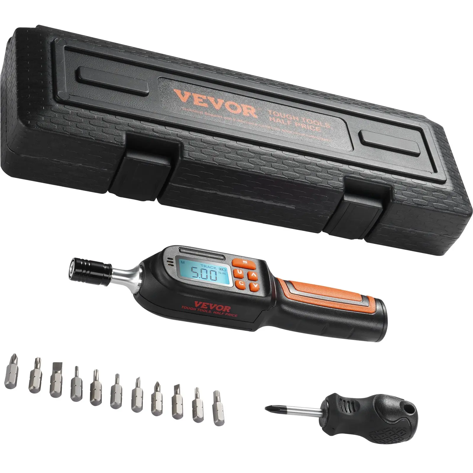 【DealsForYouDays】VEVOR Digital Torque Screwdriver, 1/4" Drive Screwdriver Torque Wrench, Electrician Torque Screwdriver with LCD, 2.65-70.67 in-lbs Torque Range, 0.01 N. m Increment Torque Screwdriver with Bits Case