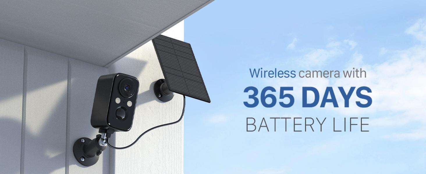 Wireless Indoor/Outdoor Home Security WiFi Camera – Solar & Battery Powered, Motion Sensor Floodlight Alarm, 2-Way Talk, 2K Color Night Vision, IP66 Waterproof Black Recording