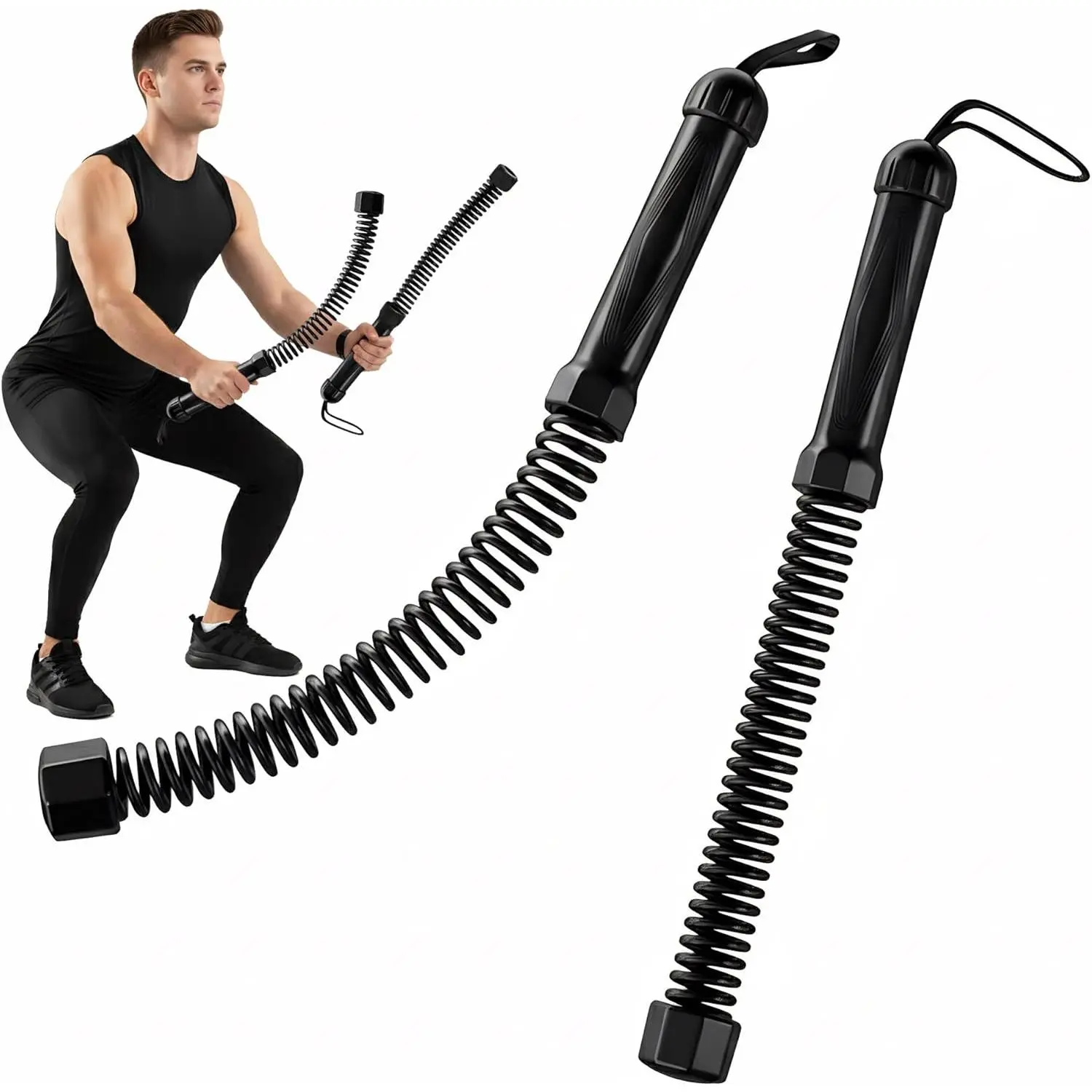 2 Cordless Resistance Training Ropes - Heavy-Duty Portable Home Fitness Equipment with Non-Slip Grips for Strength Training, Aerobic Workout, Unisex Fitness Enthusiasts