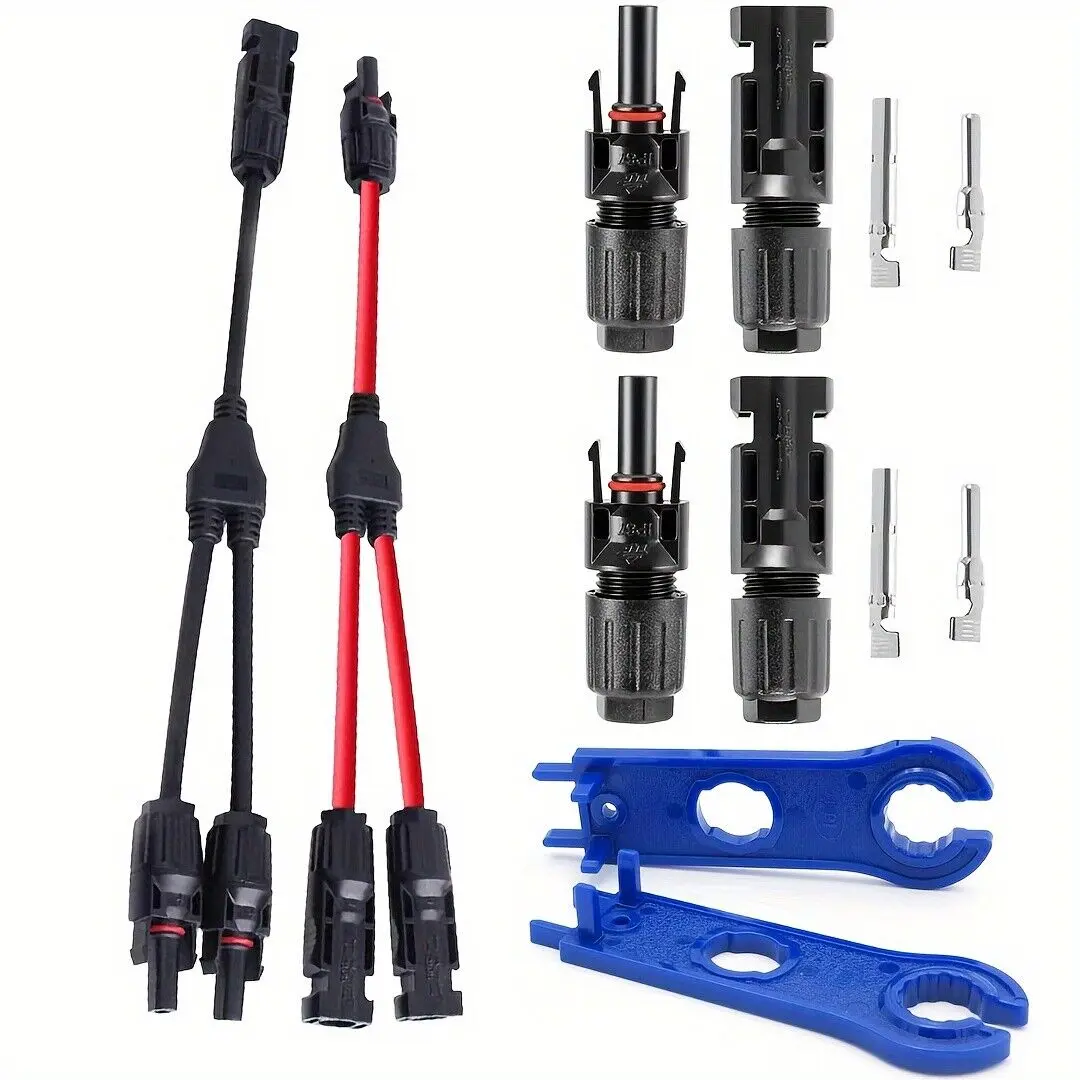 Y Branch Solar Panel Connector Cable - 30A 1-to-2 Parallel Adapter, Waterproof, Durable Reliable Connectors for Solar & Wind Power Charge Controllers, Solar Charge Controllers & Accessories