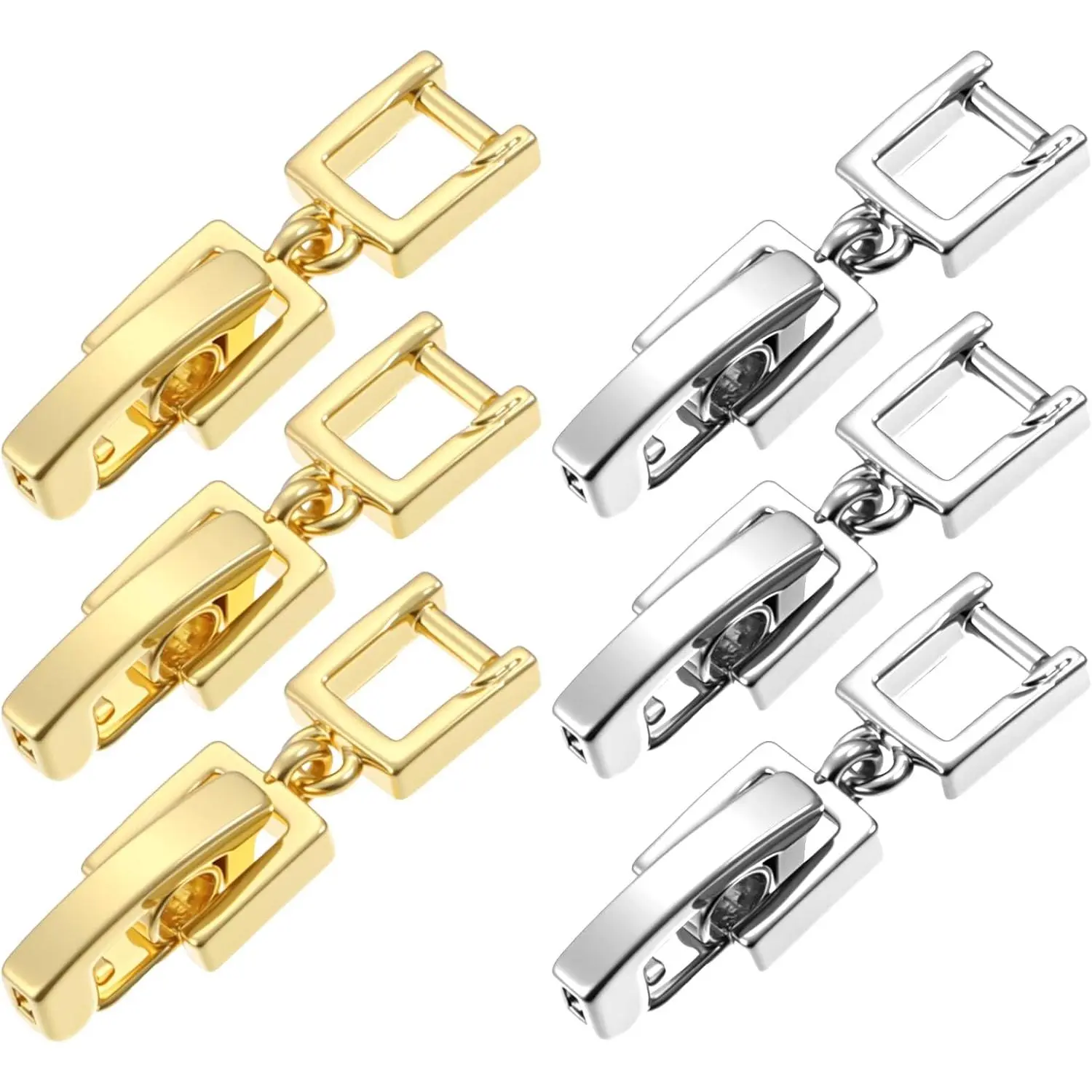 6 count Necklace Extender, Necklace Bracelet Extender for Women,  Clasps Women Foldover Clip Link Extensions Metal Bracelets Extenders Small Fastener for Womens  Making Repair Kit