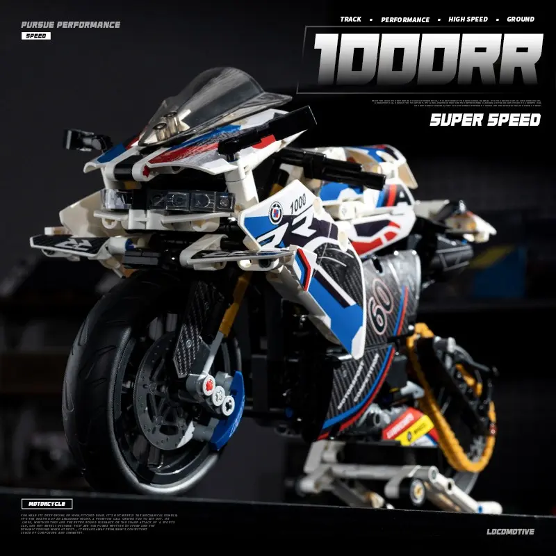 1000RR Heavy Duty Motorcycle Building Blocks Model Toys Sets Home Ornaments Collection Assembly Racing Motorbike Bricks Children Adult Holiday Gifts Construction Model Diy Building Block