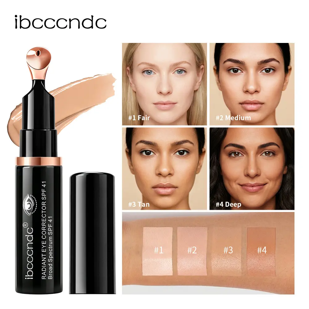 1PC Under‑Eye Color Corrector SPF41 4 Shades ibcccnc Concealer For All Skin Tones Silicone Massage Head Hide Dark Circles Long‑Wearing For Daily Outdoor Photoshoot Gift