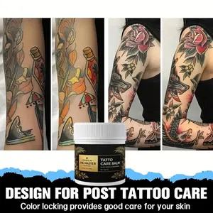 Moisturizing Tattoo Balm, Tattoo Cream, Hydrates Skin, Prevents Dryness, Suitable for Body, Lips, Eyebrows, Contains Glycerin and Ha, Fresh Scent, Bright Color