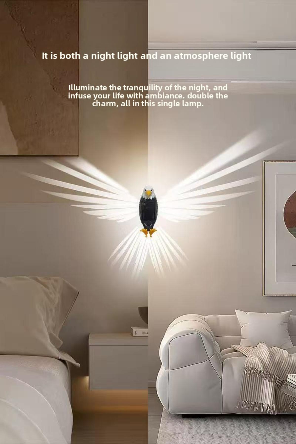 Smart Motion Sensor Bald Eagle Night Light| Remote Control RGB Wall Lamp| No Drilling Magnetic Installation For Bedroom Corridor Hallway