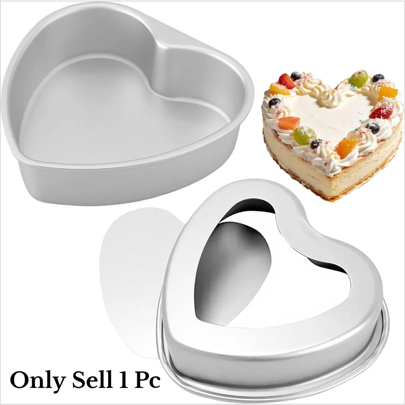 6 Inch Heart Shaped Aluminum Baking Pan, Heat Resistant Cake Mold for Chocolate, Bread & Desserts, Heart Cake Baking Tool for Wedding, Party and Family Gatherings