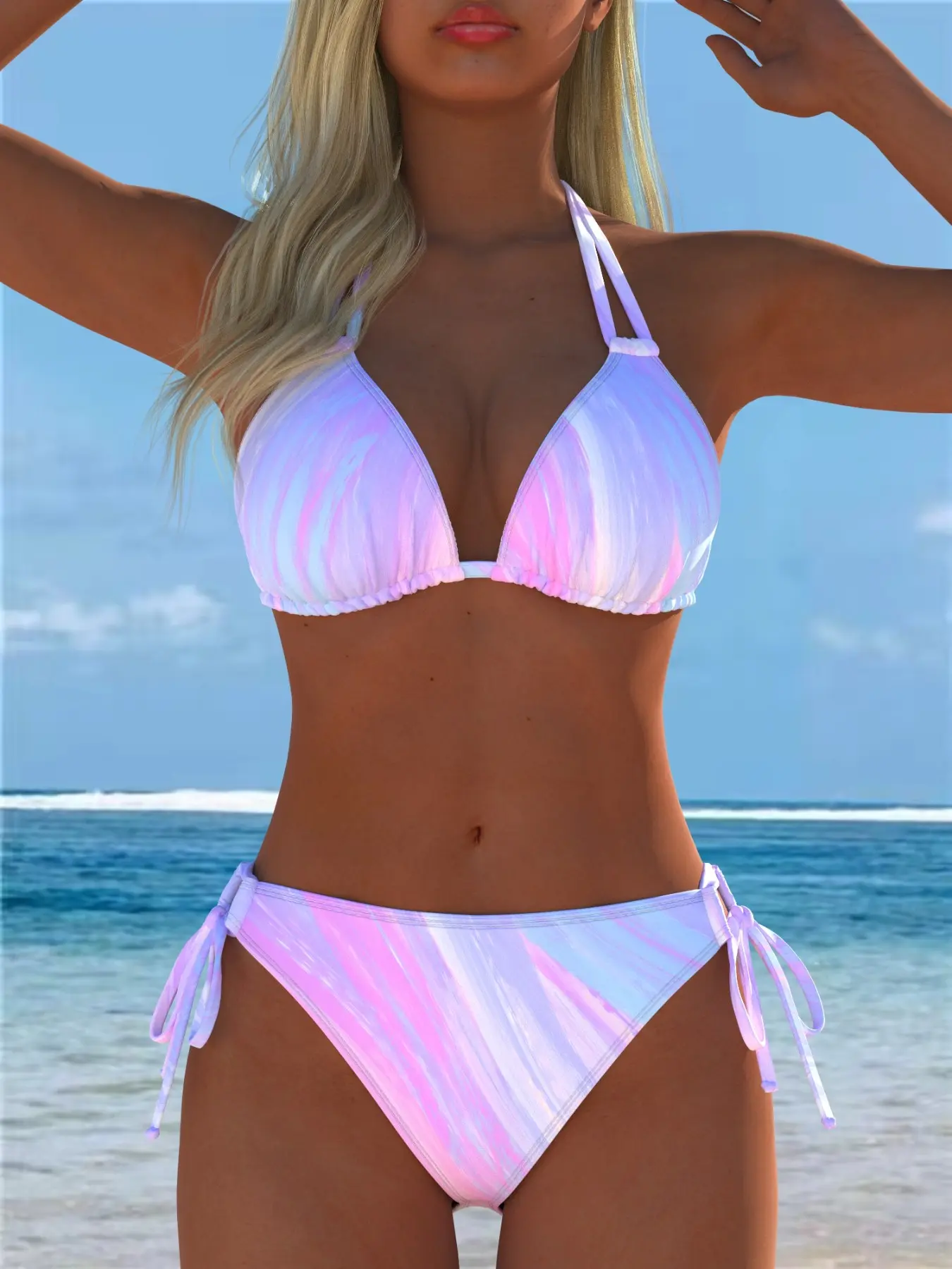 New 2026 Women's Sexy Floral Swimsuit, Push-Up Bikini Set, Halter Neck Tie, High-End Style, Perfect for Beach, Pool, Parties