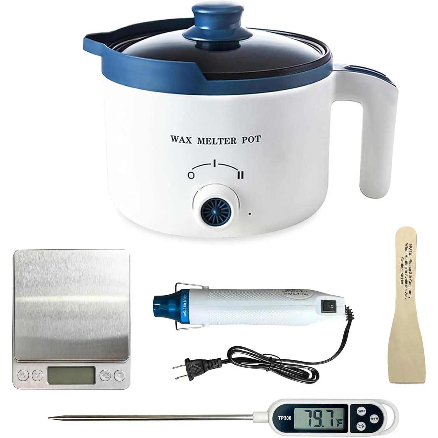 DIY Candle Making Supplies Kit - Electric Wax Melting Pot, Pro Digital Scale (No Battery), Heat Gun, Thermometer for Adults