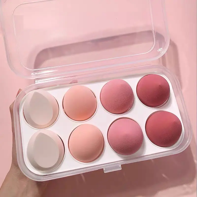 8-Pack Makeup Sponges, Blending Sponge, Makeup Sponges For Foundation, Face Sponges, Soft Sponge Storage Box, Dual-Use Foundation Puff, Dry Wet Application, No Powder Transfer, Beauty Tools