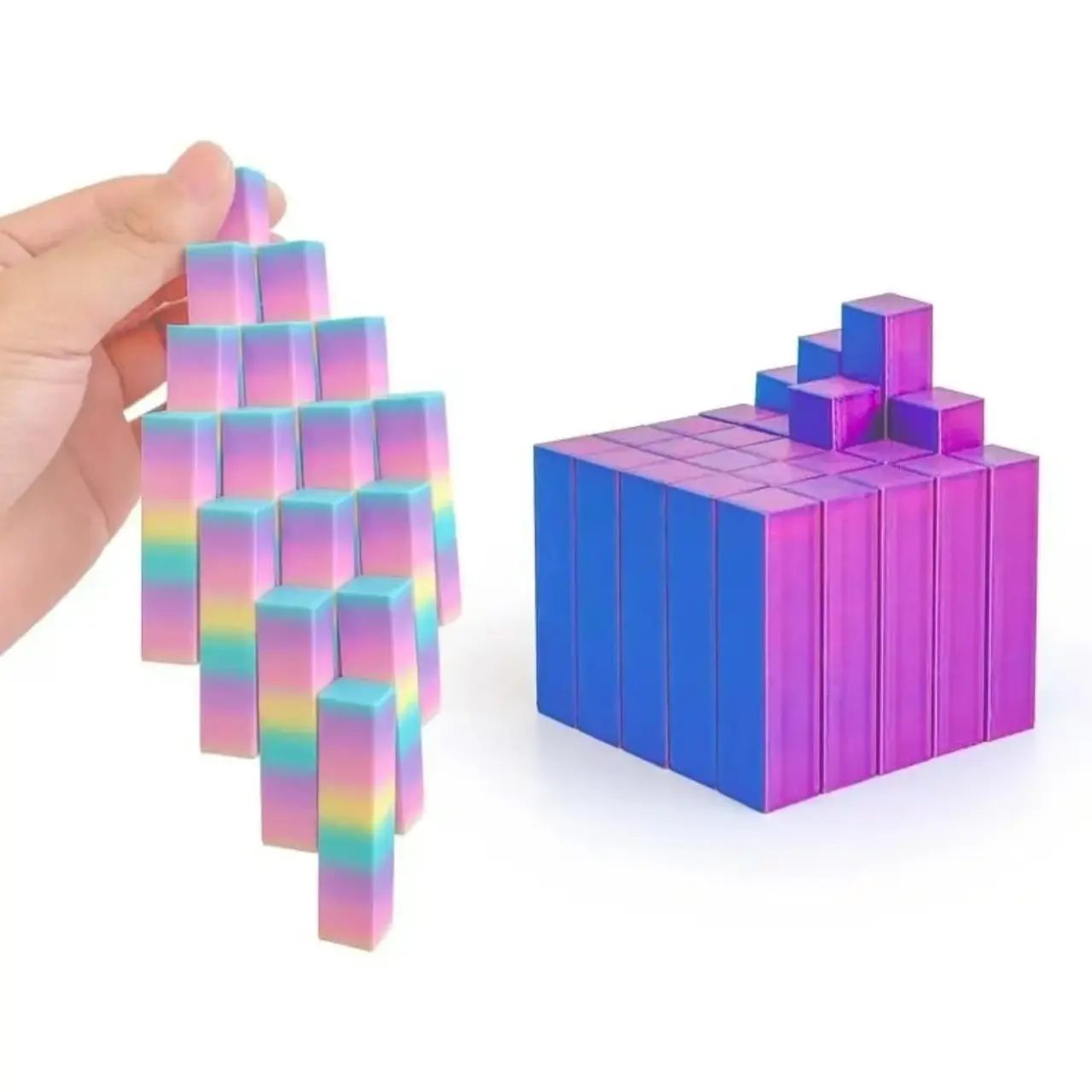 3D Printed Modular Art Relax Cube, Focus Training Aid & Sculpture, Stress Relief Toy for Teens, Therapeutic Building Kit for Ages 14+