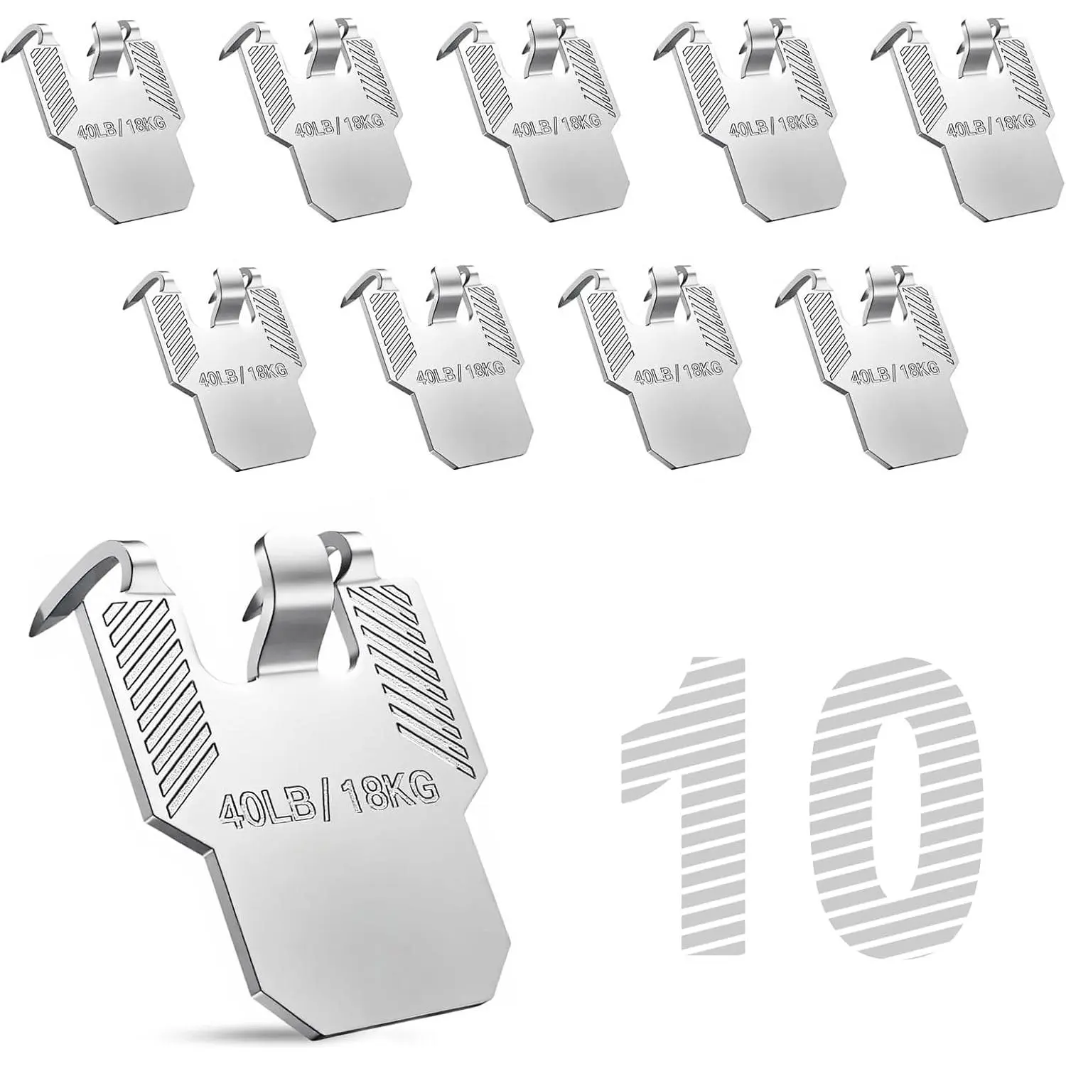 Claw Drywall Picture Hanger 10 Pack - Heavy Duty No  Hooks Holds 40lbs, -Free Tool-Free Wall Hangers for Picture Frames, Room & Office Decor