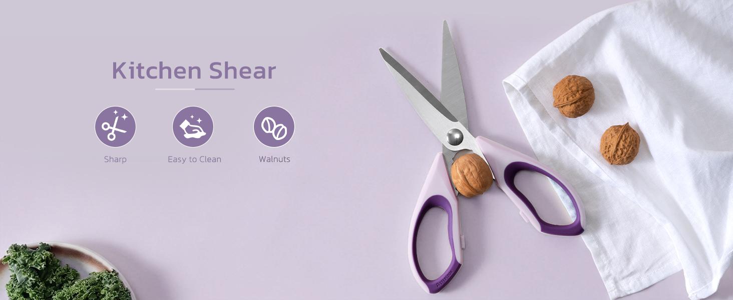 Knife Set, 13 Pieces Kitchen Knives Set with Healthy Anti-Rust Coating, Dishwasher Safe, Stainless Steel Chef Knife Sets with 6 Blade Guards, Perfect Holiday Gifts for Kitchen Purple