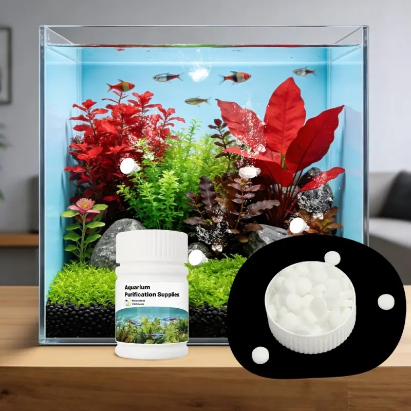 Aquarium Water Quality Adjuster Tablets 150pcs, Fish Tank Purifier, Freshwater and Saltwater Compatible, Water Clarification Agent
