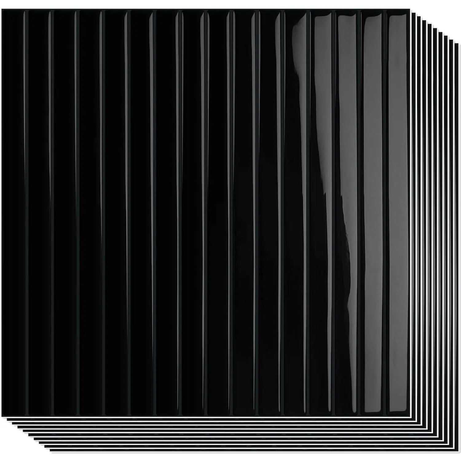 10-Sheet Upgraded Thick Peel and Stick Kitchen Backsplash Tiles |   Self-Adhesive Wall Tile Stick  Backsplash for Kitchen,Bathroom and Fireplace(Black,12"×12")