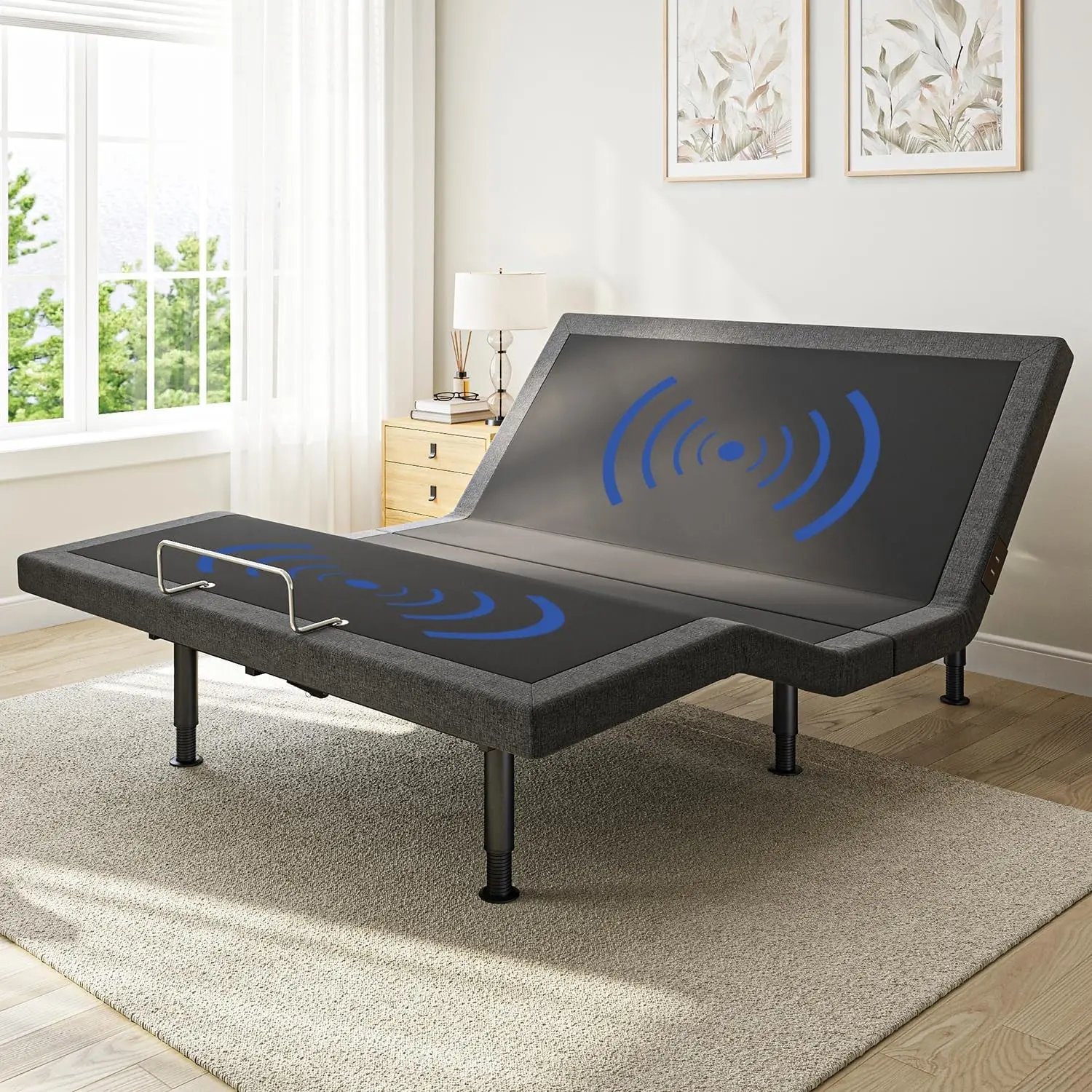 Queen Size Electric Adjustable Bed Frame - Massaging Function, Zero Gravity, Remote Control, USB Charging, LED Night Light, 7.5-12.5in Adjustable Height, 900LBS Capacity, Quiet Motor
