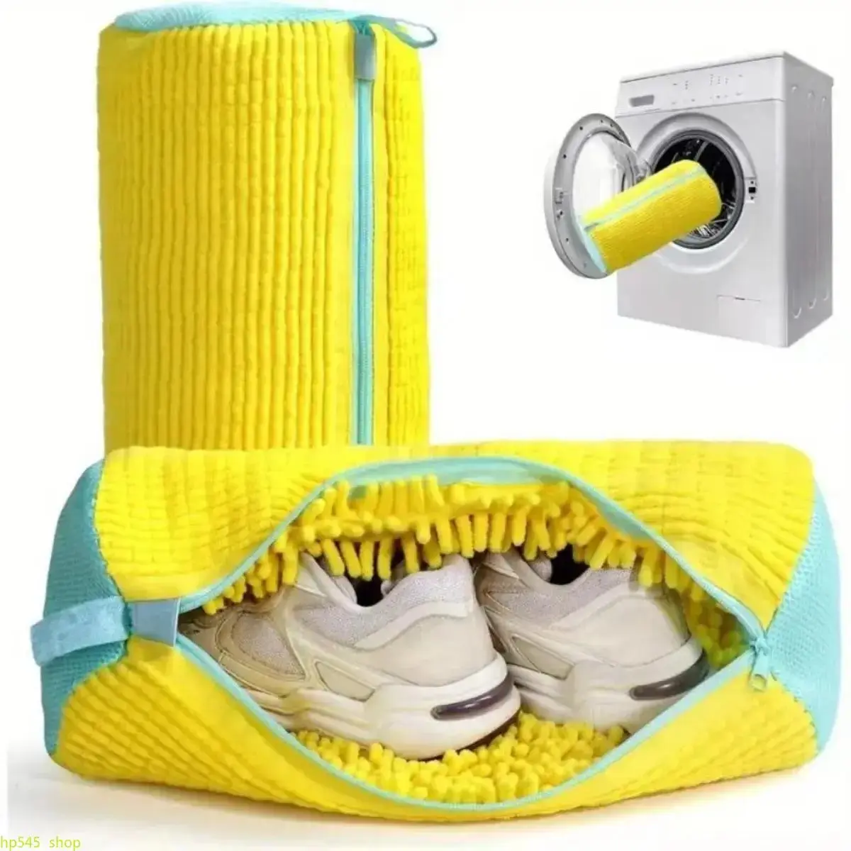 Shoe Laundry Bag - Light Padded Polyester-Nylon Mesh Fabric, 39x19cm, Resistant, Shape-Preserving, Portable Pouch with Hanging Loop for Washing Machines, Multiple Packs Home Laundry Tool Accessory Travel Essentials