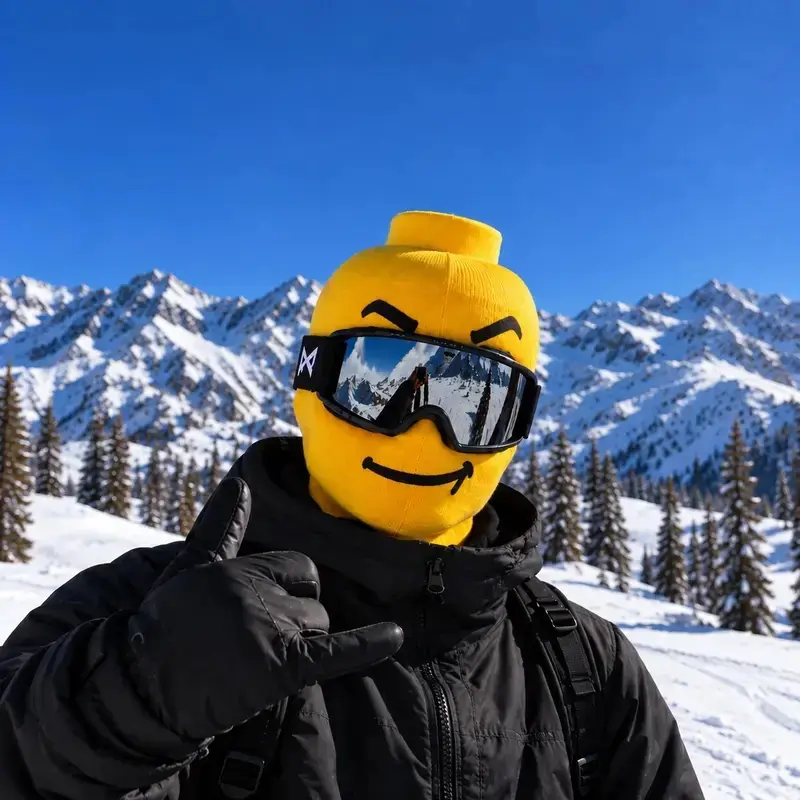 Funny and entertaining unisex ski face mask/balaclava, featuring cartoon EMOJI designs. Cold-resistant, windproof, breathable, and warm-the perfect choice for outdoor activities.