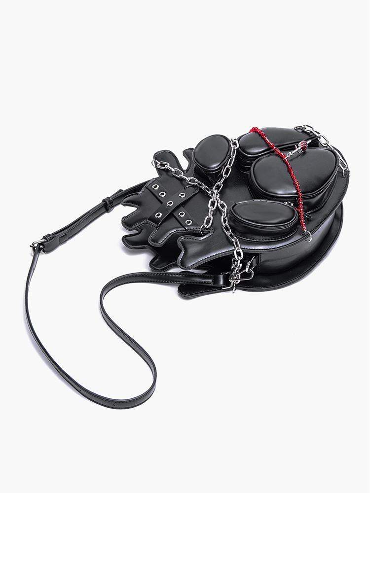 Gothic Punk Metal Hot Girl Bag Lashing Chain Mochila Heart Backpack Y2k Crossbady Bags Woman Original Design Dark Sac Femme
