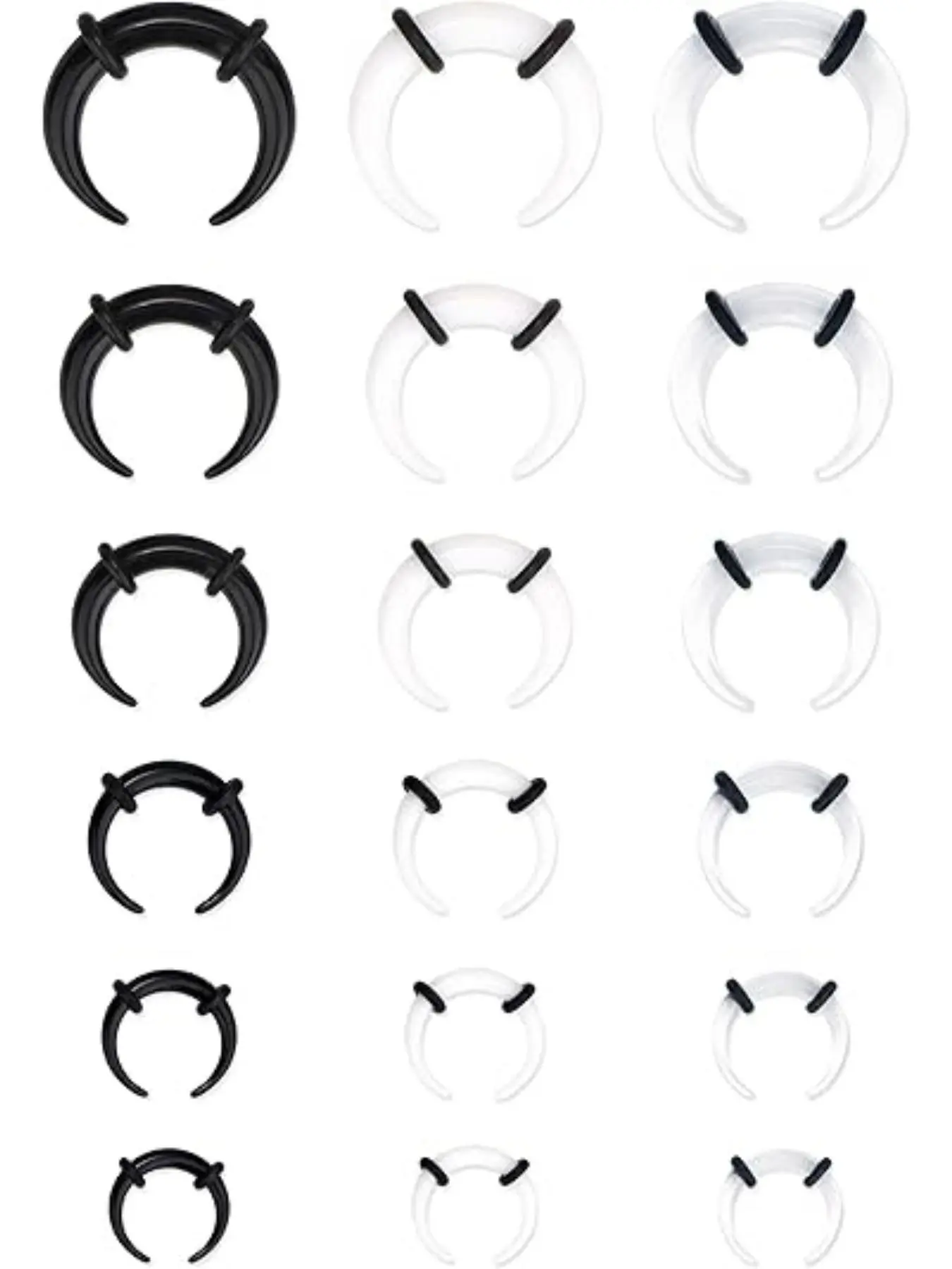 Septum Pinchers Tapers Rings, Nose Rings Hoops, Nose Ring Jewelry, Acrylic Stainless Steel Internally Threaded Spike Horseshoe Barbells, Nose Ear Cartilage Stretching Kit for Women Men